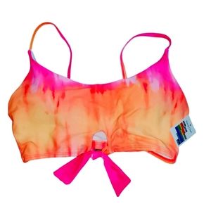 No Boundaries NWT Bunny Tie Longline Pullover Bright Tie Dye Swim Top 739